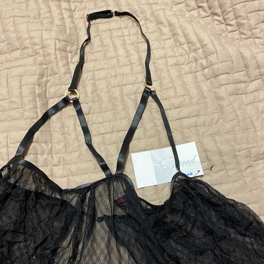 Lingerie by Exposed: Vintage Allure Black Baby Doll and Panty Set - Picture 3 of 7